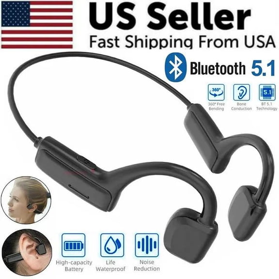 Bone Conduction Headphones - Bluetooth 5.1 Wireless Open-Ear Earbuds for Outdoor Sports, Running, Cycling & Gym Workouts