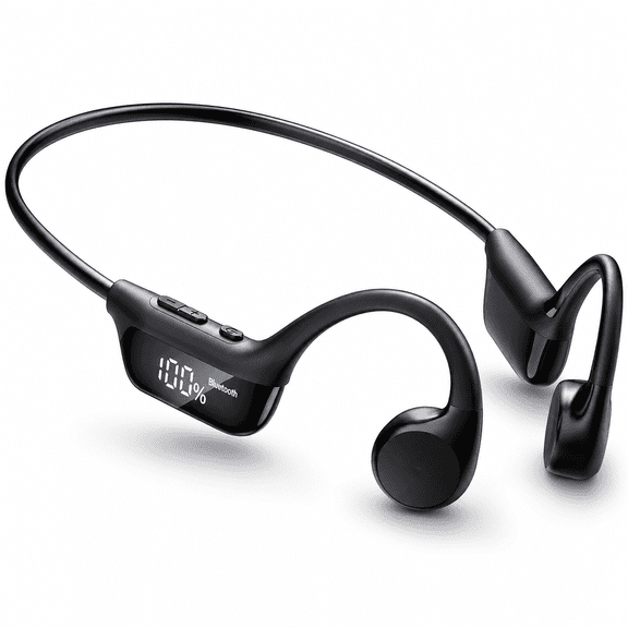 Bone Conduction Headphones, Bluetooth 6.0 Open-Ear Design with Dual Drivers, LED Display, IP67 Waterproof and 12 Hour Playtime for Running