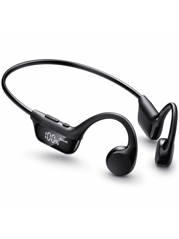 Bone Conduction Headphones, Bluetooth 6.0 Open-Ear Design with Dual Drivers, LED Display, IP67 Waterproof and 12-Hour Playtime for Running