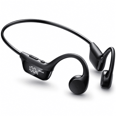 Bone Conduction Headphones Bluetooth 6.0 Earbuds, Open Ear Headphones with Dual Driver Sound, LED Display, IP67 for Sport / running, Dual Device Connection & Low-Latency Game Mode,12 Hours Playtime