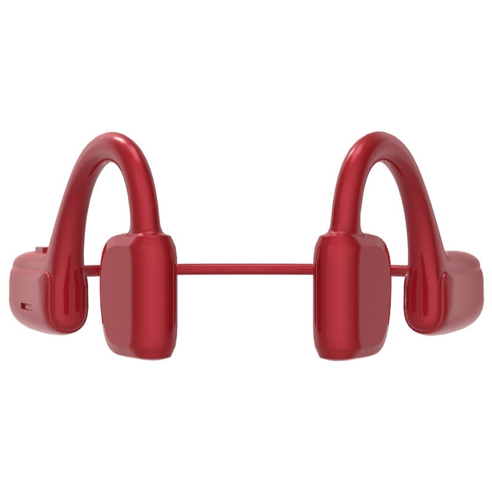 Bone Conduction Headphones Bluetooth - Wireless Open-Ear Headset with Microphones for Running Driving Cycling, Red