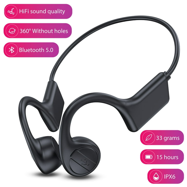  MOING Wireless Bone Conduction Headphones, Open Ear Sports  Bluetooth Headset with Reflective Strips, Built-in Mic and IP56 Waterproof  Certified for Workouts, Night Running, Cycling, Black (DG08) : Electronics