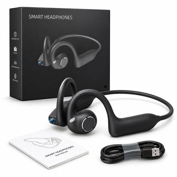 Bone Conduction Headphones with Camera, 8MP POV Recording & AI Translation, Open-Ear Bluetooth Wireless Headset with Clear Audio, Hands-Free Earphones for Running, Workout, Cycling & Travel