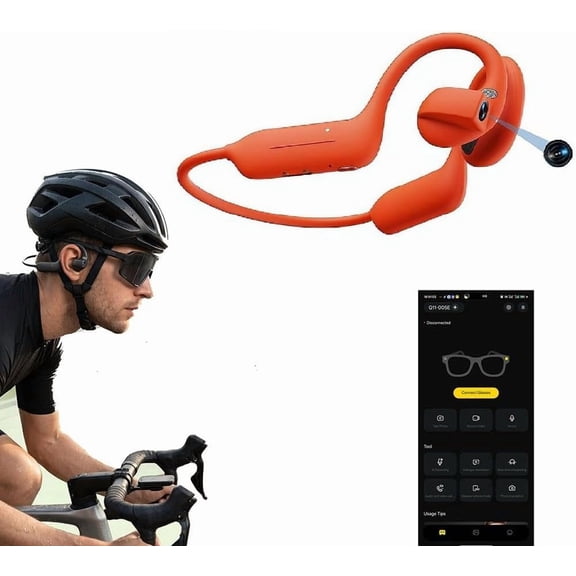 Bone Conduction Headphones with Camera, AI Translation | Real Time Recording Open Ear Headphones, IP65 Sweat Resistant, Bluetooth Open-Ear Wireless Sports Headset