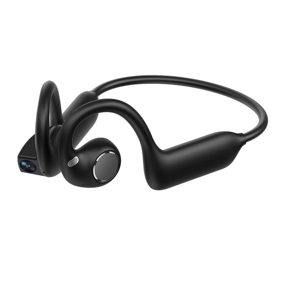 Bone Conduction Headphones with Camera - Hand-Free POV Headphones IP68 Water & Sweat Resistant - AI Translation & Smart Conversation Open-Ear Bluetooth Wireless Sport Earphones - Black