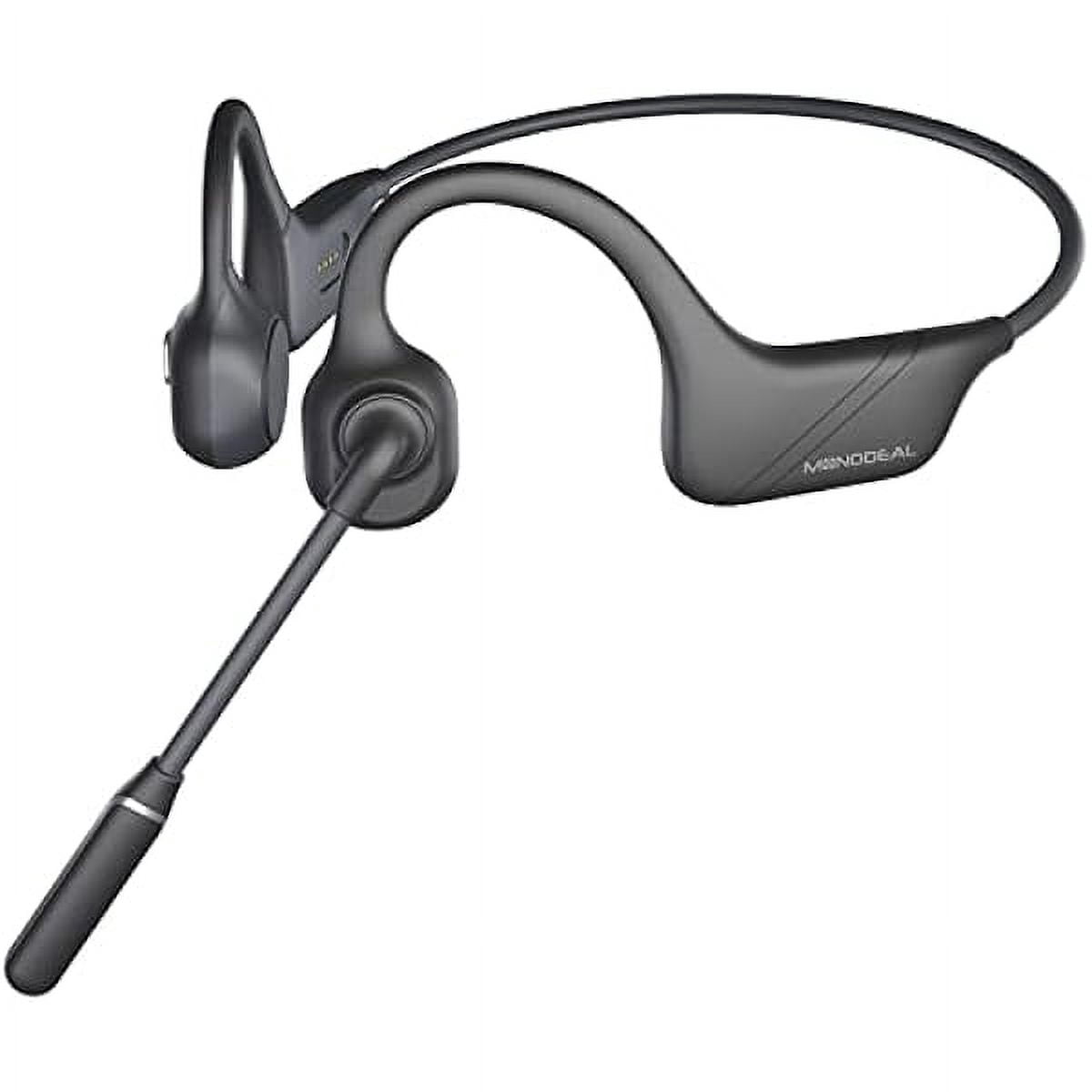 Bone Conduction Headphones with Mic, Bluetooth 5.3 Open Ear Headphones with Noise-Canceling Boom Microphone, Wireless Headset Earphones for Work, Driving, Home Office Commercial