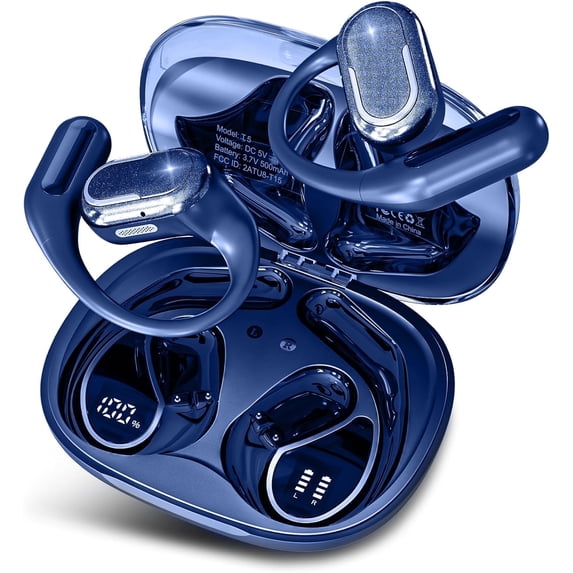 VEAT00L T5 Open Ear Headphones with Mic, Air Conduction Wireless Earbuds with LED Digital Display 40 Hrs Playtime,Clear Call ,Fast Charing,IPX7,Bluetooth 5.4 Open Ear Earbuds for Running, Workout