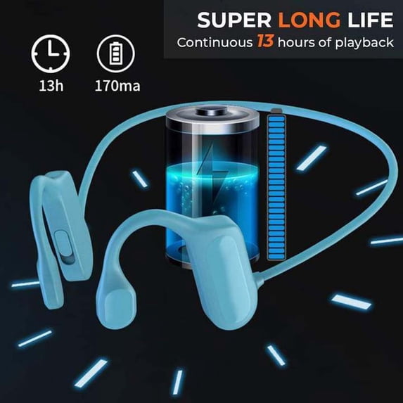 Bone Conduction Headphones, Open Ear Sports Headphones, Wireless Headset with Mic, Bluetooth 5.2, 13H Playtime, IPX5 Sweatproof, Lightweight Secure Fit for Running, Cycling, Gym