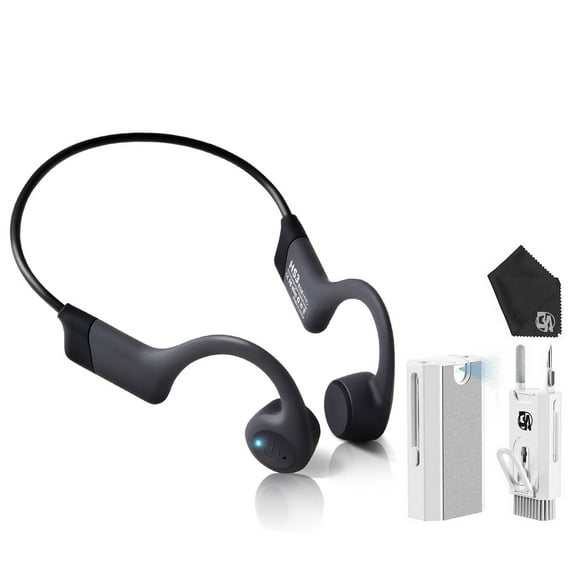 Pre-Owned Bone Conduction Headphones, Open-Ear Wireless Bluetooth Workout Headphones with Microphones, Waterproof with Earplugs BOLT AXTION Bundle
