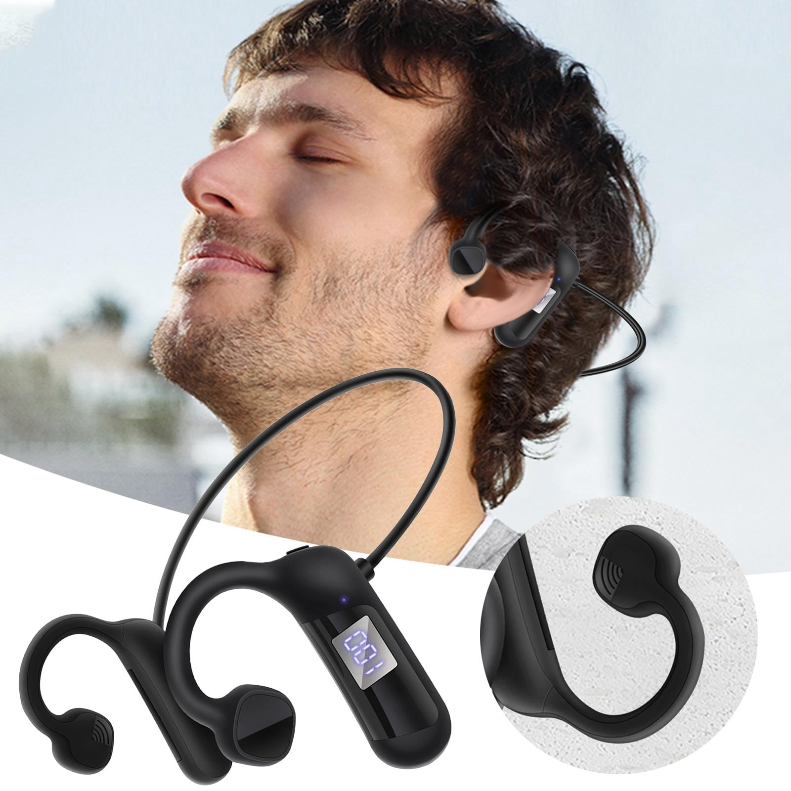 Bone Conduction Headphones Open Ear Headphones With Built In Microphones Sports Wireless