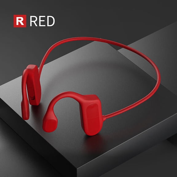 Bone Conduction Headphones, Rvkxad Open Ear Wireless Bluetooth Headset, Sweatproof Sports Headphones for Running Cycling Gym, 10H Battery Noise Cancelling Mic, Red