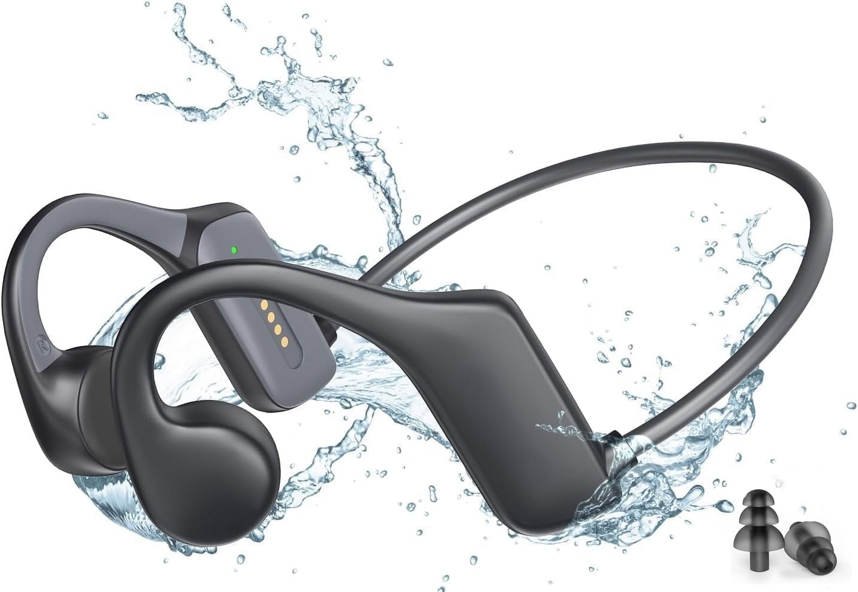 Bone Conduction Headphones Waterproof Earbuds for Swimming 8H Playtime IP68 Swimming Headphones Underwater Built in MP3 16G Storage Bluetooth 5.3 Open Ear Headphones for Running Cycling Walmart