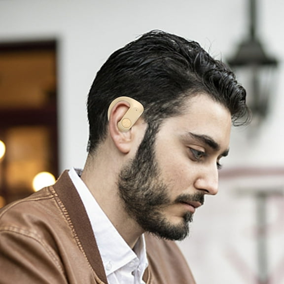 Bone Conduction Open-Ear Bluetooth Sport Headphones - Waterproof Wireless Earphones for Workouts and Running - Built-in Mic, with Headband(Beige)