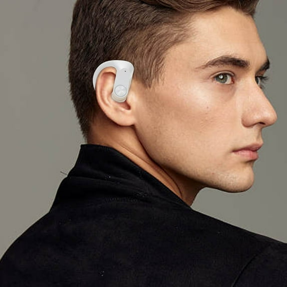 Bone Conduction Open-Ear Bluetooth Sport Headphones - Waterproof Wireless Earphones for Workouts and Running - Built-in Mic, with Headband(White)