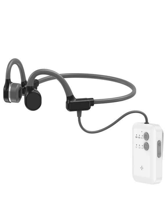 Bone Conduction Personal Sound Amplifiers with Dual Earphone Kits, Rechargeable Portable Sound Amplifying Device with 3 Sound Modes & Independent Left Right Volume Control