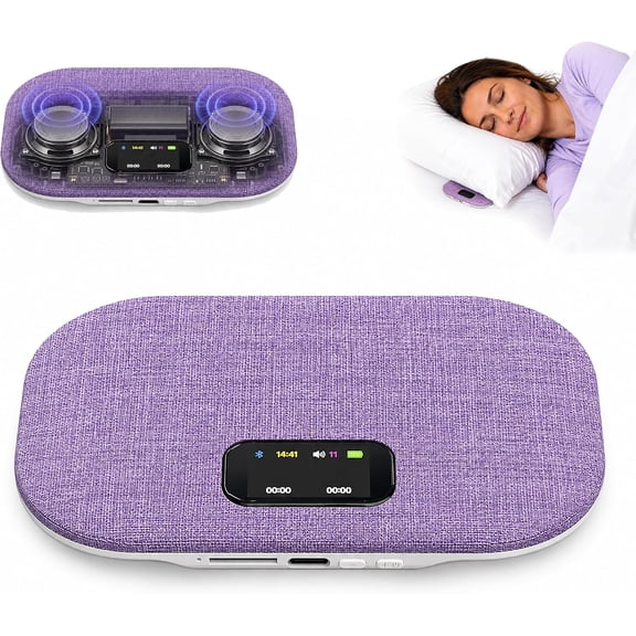 Bone Conduction Under Pillow Speaker, Bluetooth Pillow Speaker for Sleeping with Timer & App Control, Flat Design for Side Sleepers (Purple)