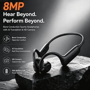 8MP 4K Camera Neckband Headset Photo Video Recording, Graphic Recognition, AI Translation, Audio Recording, Hands-Free Calls & Music, Built-in 8G Memory, 220mAh Rechargeable Battery