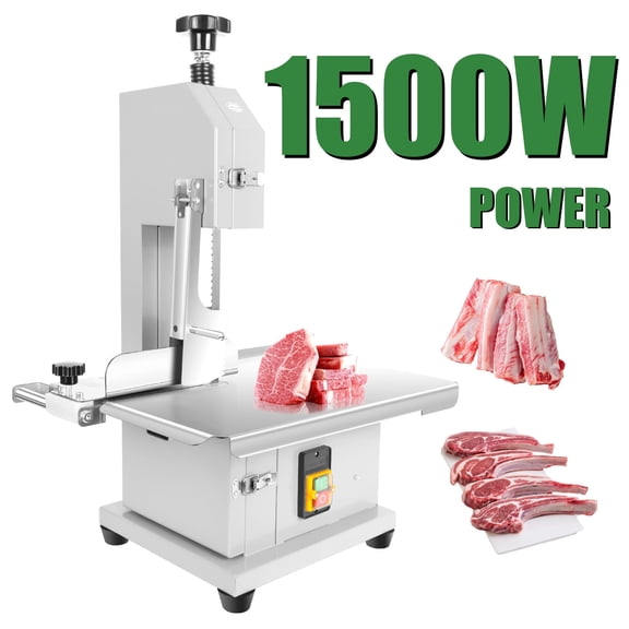 POWKOL Bone Cutting Machine 110V 1500W, Commercial Electric Meat Bandsaw Stainless Steel Countertop Bone Sawing Machine, Bone Saw for Butchering for Chicken Fish Chops