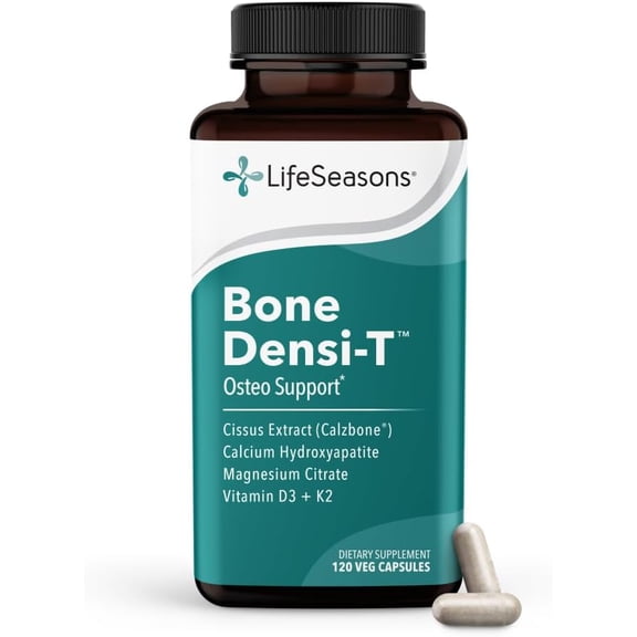 LifeSeasons Bone Densi-T - Osteo & Calcium Support - Bone Mineral Density, Pliability & Healing - Skeletal Strength & Tissue Production - Calcium, Magnesium & Vitamin D - 120 Capsules