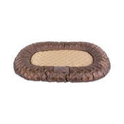 Bone Dry Border Cushion Quilted Padded Pet Mat, Oval Medium, 20x28", Brown