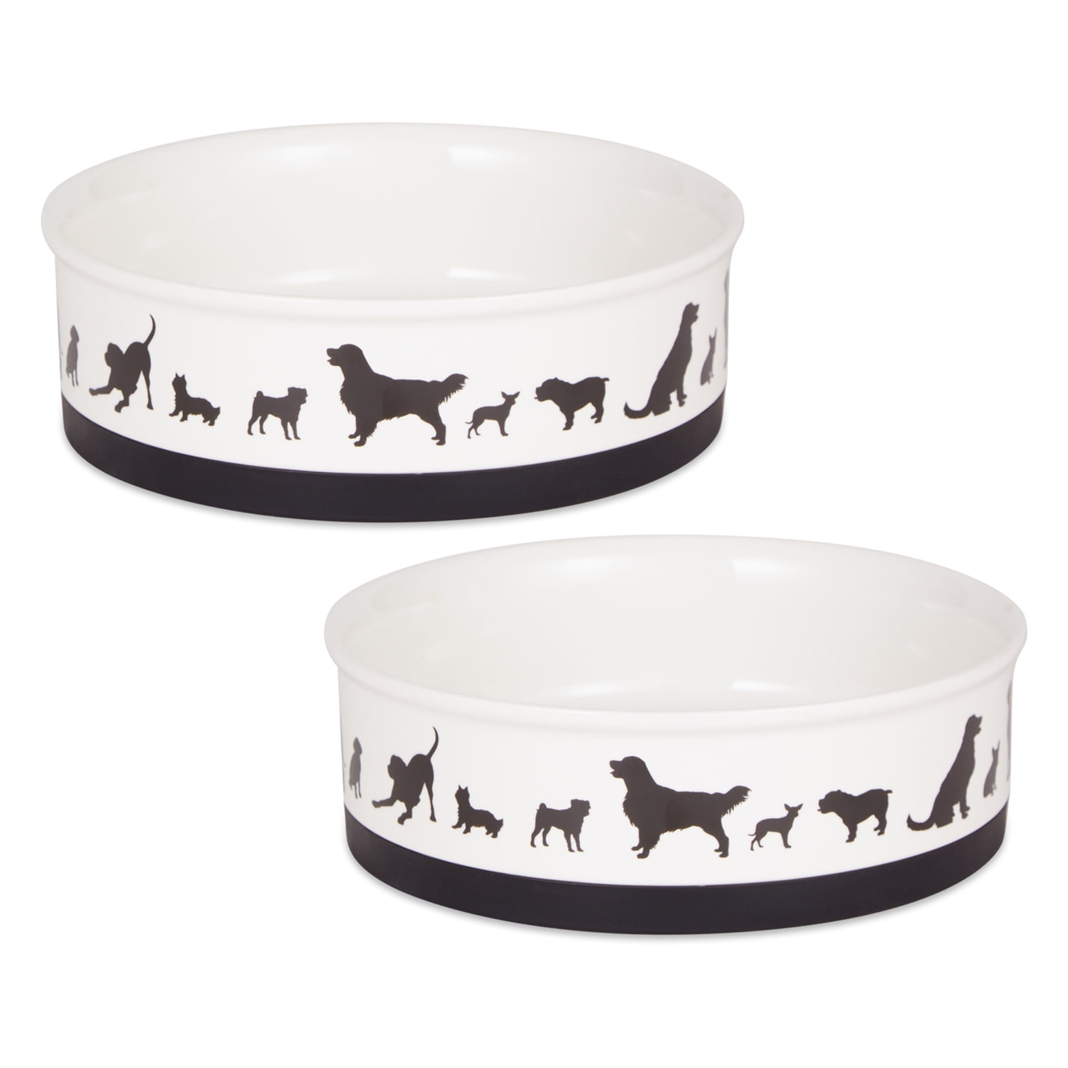 Bone Dry Ceramic Dog Bowl Set, Microwave & Dishwasher Safe, Large