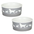 thumbnail image 1 of Bone Dry Ceramic Dog Bowl Set, Microwave & Dishwasher Safe, Small, 4.25x2", Gray, 2 Count, 1 of 5