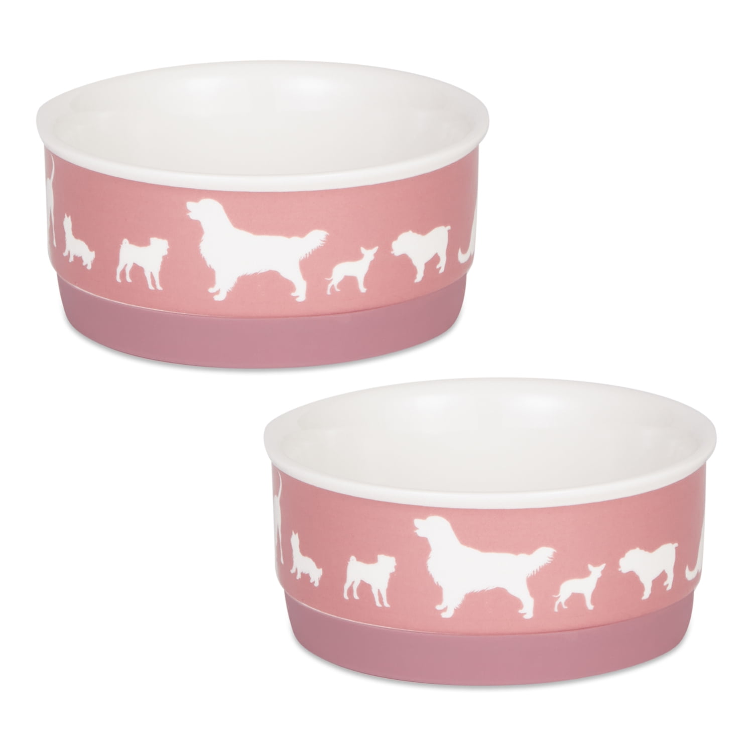 Bone Dry Ceramic Dog Bowl Set, Microwave & Dishwasher Safe, Small