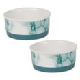 thumbnail image 1 of Bone Dry Ceramic Marble, Pet Bowls, Dishwasher Safe, Small, 4.25x2", Teal, 2 Count, 1 of 5