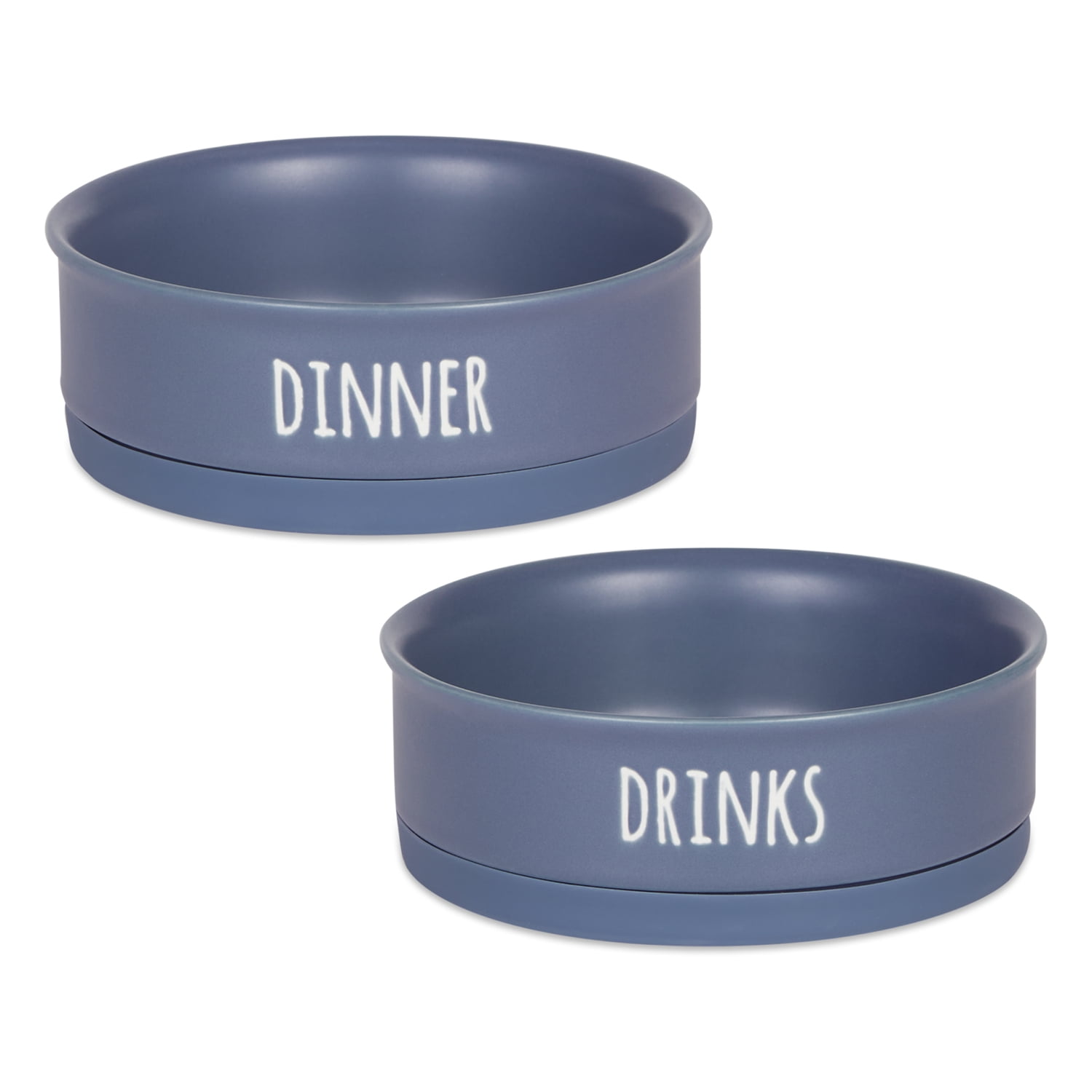 DII Pet Bowl Dinner And Drinks French Blue Medium (Set of 2)