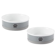 DII Ceramic Pet Collection, Large Bowl Set, Gray/Black 2 Piece