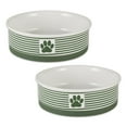thumbnail image 1 of Bone Dry Chevron Ceramic Pet Bowls, Dishwasher Safe, Green, Large Bowl Set, 7.5x2.4", 2 Count, 1 of 5