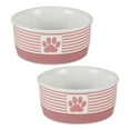 thumbnail image 1 of Bone Dry Chevron Ceramic Pet Bowls, Dishwasher Safe, Rose, Small Bowl Set, 4.25x2", 2 Count, 1 of 5