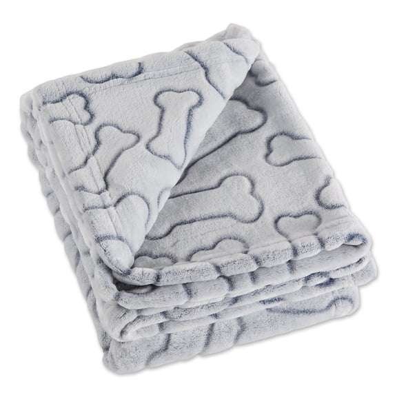 Bone Dry Embossed Bone Pet Blanket, 36x48", Gray