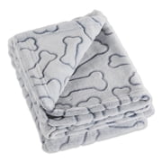 Bone Dry Embossed Bone Pet Blanket, 36x48, Gray