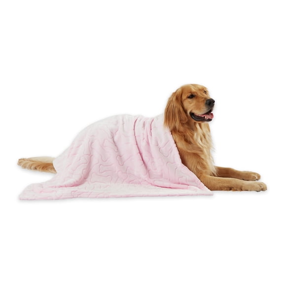 Bone Dry Embossed Bone Pet Blanket, 36x48", Pink
