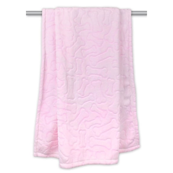 Bone Dry Embossed Bone Pet Blanket, 36x48", Pink