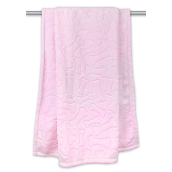 Bone Dry Embossed Bone Pet Blanket, 36x48", Pink