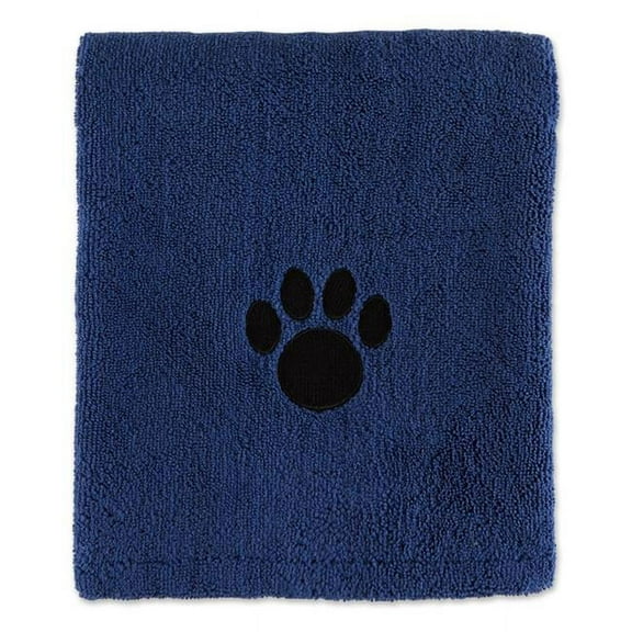 Bone Dry Embroidered Paw Pet Towel, Navy