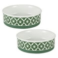 thumbnail image 1 of Bone Dry Lattice Pet Bowl, Dishwasher Safe, Large Set, 7.5x2.4", Hunter Green, 2 Count, 1 of 5