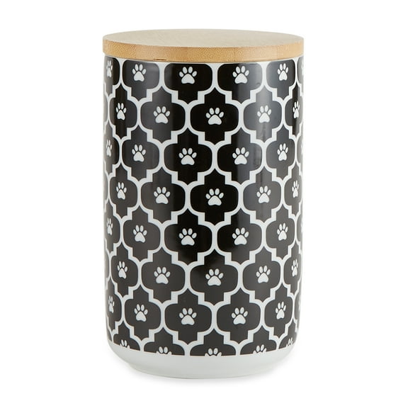 Bone Dry Lattice Pet Treat Jar Canister, Dishwasher Safe,4x6.5", Black