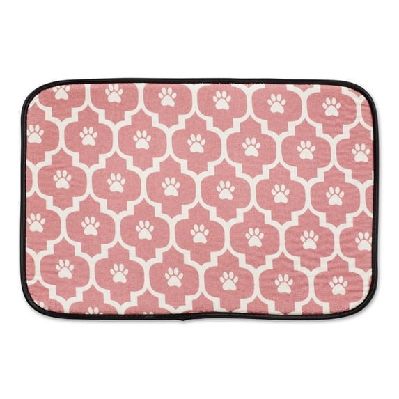 Rose and Off White Lattice Paw Pet Mat