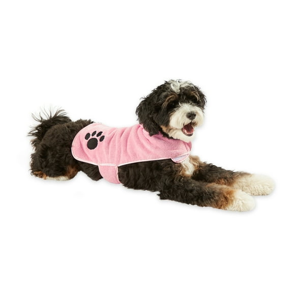 Bone Dry Microfiber Bath Robe with Adjustable Closure for Pets, Small, Pink