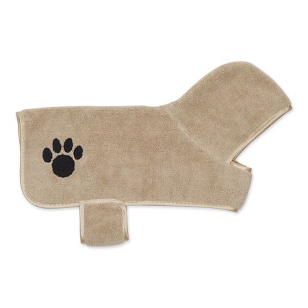 DII Taupe Embroidered Paw Small Pet Robe