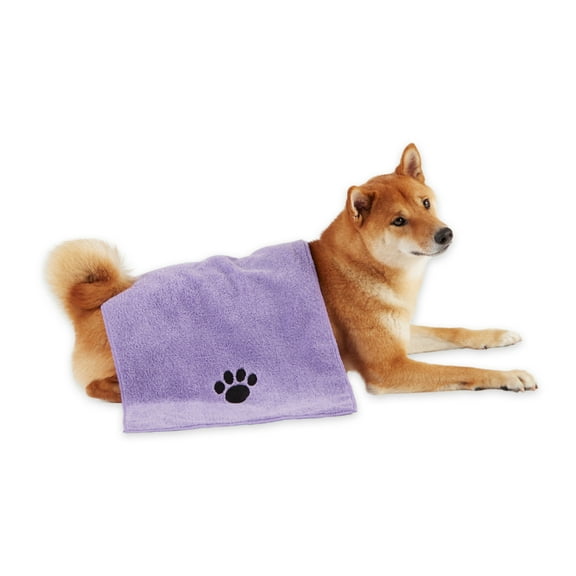 Bone Dry Pet Grooming Towel, Absorbent Microfiber Drying Set, 15x30", Lavender, 3 Count