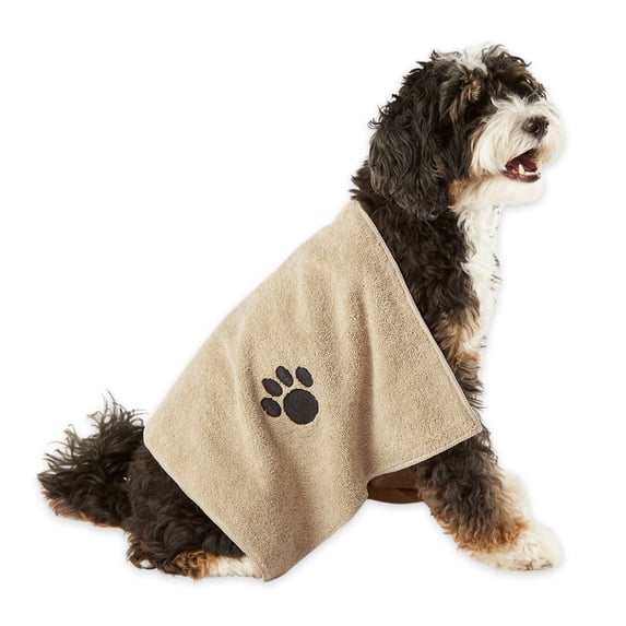 Bone Dry Pet Grooming Towel, Absorbent Microfiber Drying Set, 15x30", Taupe, 3 Count