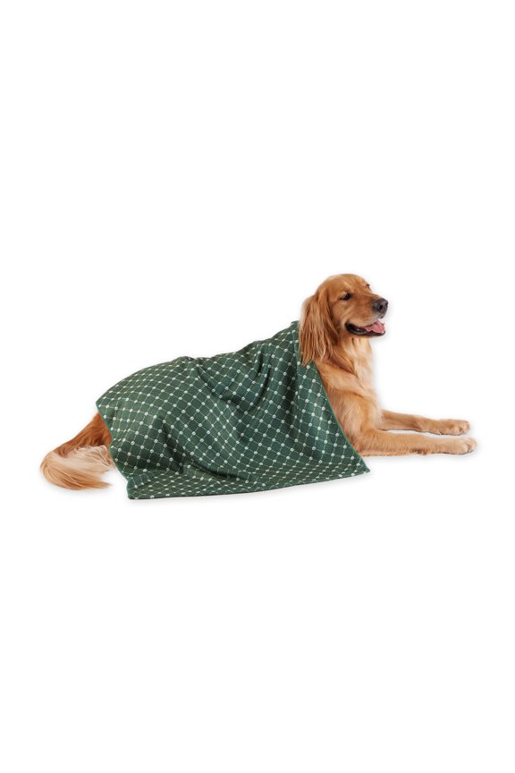 Microfiber Grooming Towel for Pets, X-Large, 41x23.5" Trellis, Hunter Green