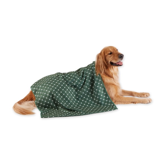 Bone Dry Microfiber Grooming Towel for Pets, X-Large, 41x23.5" Trellis, Hunter Green