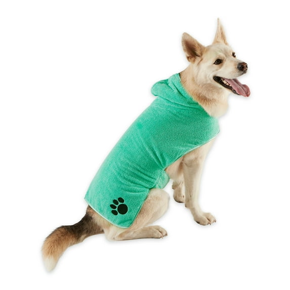 Bone Dry Embroidered Microfiber Pet Robe, Adjustable Hook and Loop Closure