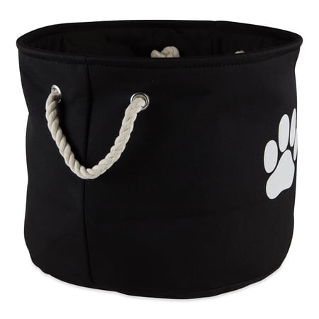 DII Polyester Pet Bin Paw Black Round Medium