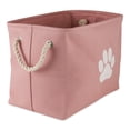 thumbnail image 1 of Contemporary Home Living 17.5" Pink and White Rectangular Large Lattice Paw Pet Storage Bin, 1 of 5